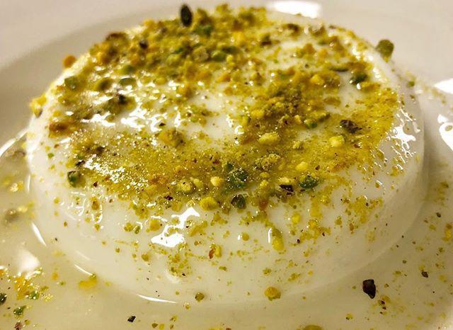 Sahlab (Custard) · Sweet mastic flavored custard garnished with pistachios and rosewater syrup.