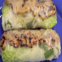 8 - Chicken Summer Rolls · Grilled chicken, rice vermicelli, green leaf lettuce, lettuce, bean sprout, mint, Chinese ch...