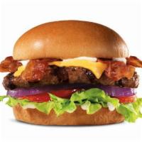 Bacon Cheese Thickburger® (1/3lb) · A 1/3lb char-broiled 100% black Angus beef patty, crisp bacon, American cheese, tomato, lett...