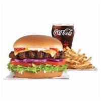 1/3lb Original Thickburger® Combo · A 1/3lb char-broiled 100% black Angus beef patty, melted American cheese, lettuce, tomato, r...