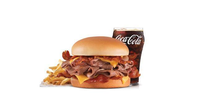 Big Roast Beef Combo · Sliced roast beef dipped in au jus, served on a premium bun, with your choice of horseradish or BBQ.