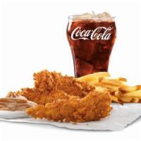 3 Pieces Tenders Combo · Premium, all-white meat chicken, hand dipped in buttermilk, lightly breaded, and fried to a ...