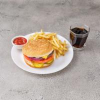 13. Cheeseburger with Fries · Served with fries and choice of drink.