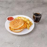 18. Spicy Chicken Sandwich with Fries · Served with fries and choice of drink. Spicy.