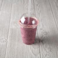 Date Night Smoothie · Mangosteen, banana, blueberry, dates and almond milk. 