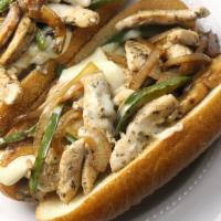 Chicken Phily Sandwich  · Tender sliced chicken with sauteed mushrooms, green peppers, caramelized onions and melted c...