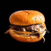 Oklahoma Onion Burger  · Charred onions with beef patty smashed right over the top.