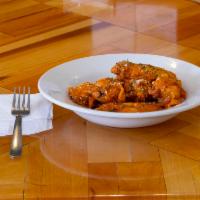 Chicken Wings · 6 jumbo wings baked 50%, deep fried 50%. Choice of  hot Buffalo, Parmesan ranch,  Lemon pepper