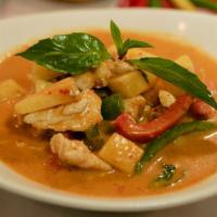 Pineapple Curry · Spicy house curry simmered with your choice of meat, coconut milk, fresh pineapple, eggplant...