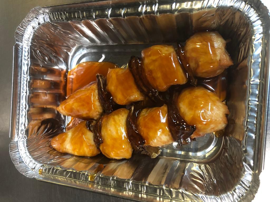 22. Yakitori · Skewered chicken and onion grilled with teriyaki sauce. 