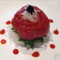 45a. Spicy Tuna Tartar · Chopped tuna marinated with chef's special sauce.