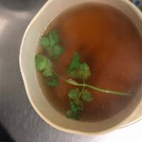 1a. Clear Soup · Plain seaweed broth with sesame oil.