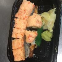 121. Lobster Roll · Shrimp tempura roll with lobster on top.