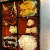 92. Teriyaki Dinner Bento · Served with choice of protein.