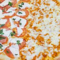 Godfather Pizza · Sliced tomato, mozzarella and garlic.