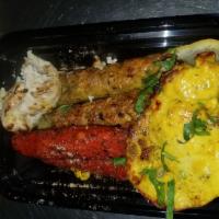 Non Vegetarian Appetizer Platter · Combination of Seekah kabob, chicken tikka, and Reshmi kabob.