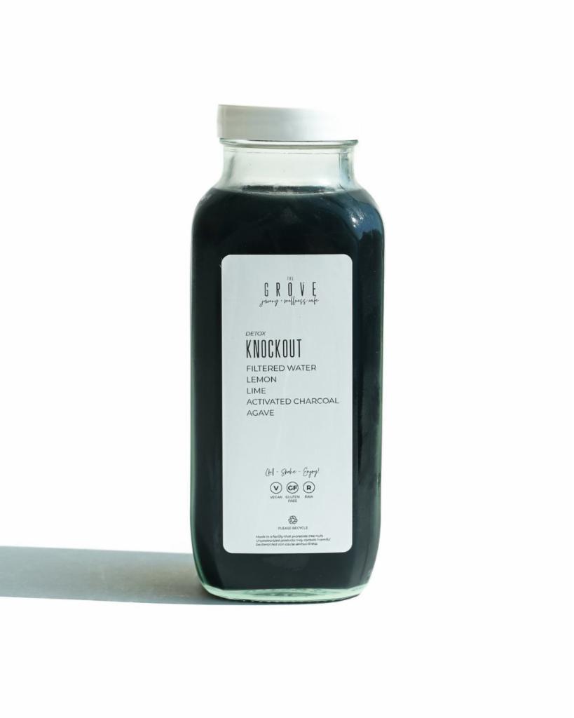 Knockout (16oz) · Knockout – Lemon, Lime, Agave, Activated Charcoal
Detox
Ninja Style Limeade attacks Toxins and Free-Radicals.  Detox with Activated charcoal by trapping toxins and chemicals in the gut, preventing their absorption. The charcoal’s porous texture has a negative electrical charge, which causes it to attract positively charged molecules, such as toxins and gases. This helps it trap toxins and chemicals in the gut.