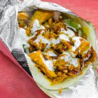 Chicken Gyro · Seasoned chicken cooked on a spit and wrapped in a pita. The salad comes with fresh lettuce,...