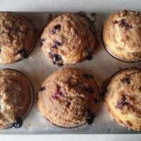 Fresh Blueberry Muffin · Freshly baked muffin made with fresh blueberries and topped with cinnamon sugar topping