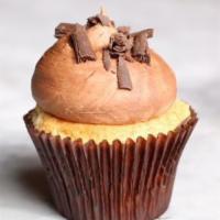 Vanilla-N-Chocolate Cupcake · Vanilla cupcake topped with chocolate buttercream.