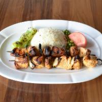 Chicken Kebab · Tender cubes of chicken, mushrooms and onions marinated with chef's special herbs and spices.