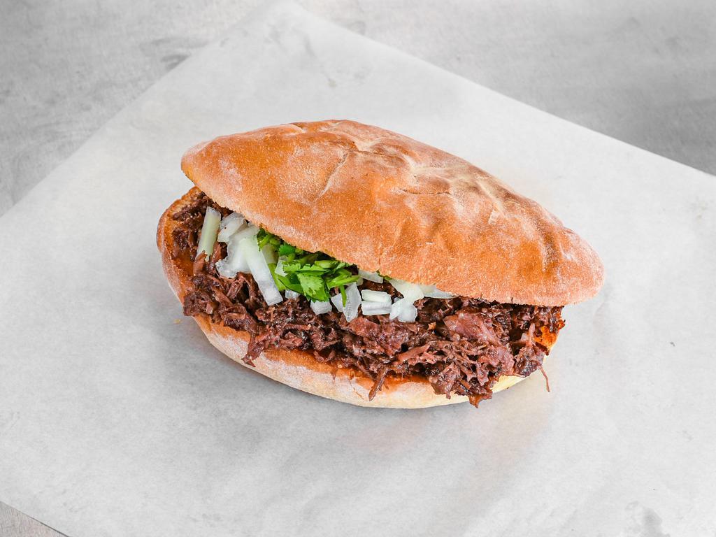 Percheron Special  · This is our special item and one of our favorite! it is a juicy sandwich prepared with a mix of our specialty and unique items, barbacoa and birria.
