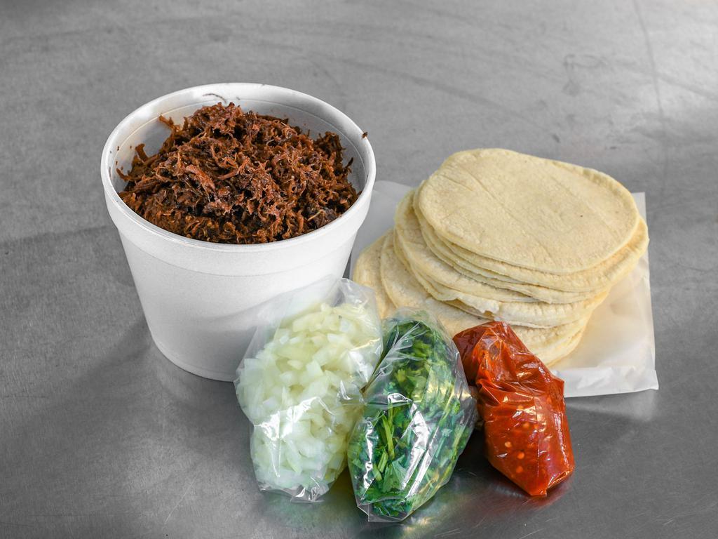 1 lb. Barbacoa  · 1 pound of barbacoa, comes in a bag with tortillas on the side and veggies sauce already included.

