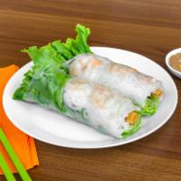 R1. Shrimp Fresh Rolls (2) · Shrimp rolls with salad, basil, and vermicelli, served with peanut sauce.