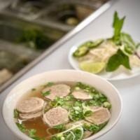 8. Bo Vien - Beef Meatballs Pho · Pho noodle soup with beef meatballs.