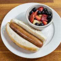Kids Hot Dog · All entrees include a choice of fries, chips or fruit.