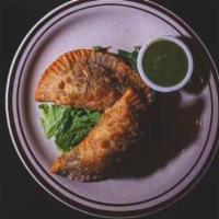 Vegetable Empanada Tapas Lunch · Spinach, corn, shallots, manchego cheese and tomatillo sauce.