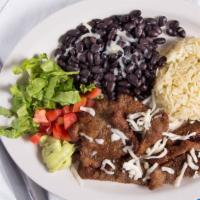 Lunch Plate · Choice of meat, bean, rice, tortillas, and a small side salad.