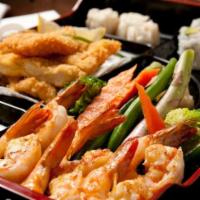 Dinner Bento Box · Served with miso soup, salad, shumai, rice and a roll. Includes two entrees.