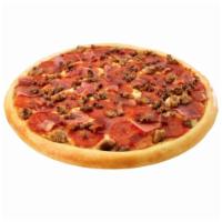 All Meat Pizza · Pepperoni, ham, Italian sausage, beef, bacon and our fresh gourmet cheese blend. 