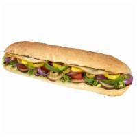 Veggie Sub · Red onions, green peppers, mushrooms, green olives, lettuce, tomatoes, hot pepper rings, pro...