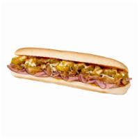 Cuban Sub · Carolina Gold BBQ sauce, pulled pork, ham and our fresh gourmet cheese, topped with Dill pic...