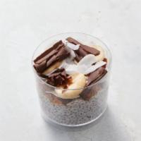 Chocolate Banana Chia Bowl · chia seed, almond milk, agave syrup, raspberry, strawberry, blueberry
