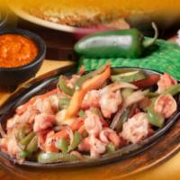 Shrimp Fajita · Shrimp, chile pepper, tomato, onion. Served with rice and beans lettuce, sour cream, guacamo...