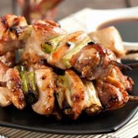 Yakitori · Two skewers grilled skewered chicken and pepper with teriyaki sauce. 