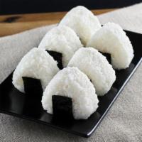 New! Onigeri (Japanese style Rice ball) · 2 pc Onigeri, comes with Eel, Kani (crab meat) or spicy kani inside, along with osinko (Japa...