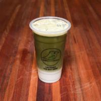 MATCHA MILK TEA · Ceremonial grade matcha, strong green tea flavor, contains dairy.