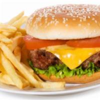 Cheeseburger Platter · Comes with lettuce, tomatoes, mayonnaise, pickles and french fries. Substitute curly fries, ...