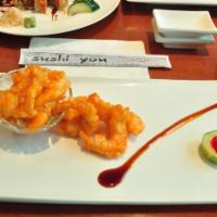 Rock Shrimp Tempura Appetizer · Deep fried shrimp with spicy sweet sauce.
