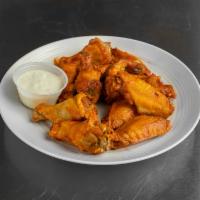 10 Jumbo Wings · Cooked wing of a chicken coated in sauce or seasoning.