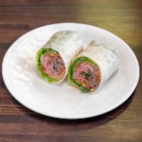 W3. Steakhouse Wrap · Seasoned roast beef with caramelized onion, crumbled bleu cheese, lettuce, tomato, and horse...