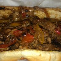 Philly Cheesesteak Sub · Cheese, onion, green bell peppers.