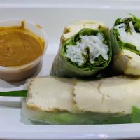 Tofu Summer Roll (Vegan) · Firm tofu, vermicelli, and lettuce wrap with rice paper. Serve with homemade peanut sauce.