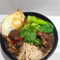 Premium Ramen Noodle Soup · Served with homemade beef tendon, beef brisket, beef tripe and Lan Zhou sytle noodle, comes ...