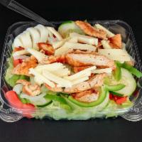 Garden Salad with Chicken · Lettuce, tomato, green peppers, onions and cucumbers.