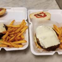 Double Cheeseburger Platter · Grilled or fried patty with cheese on a bun. Served with fries and can soda.